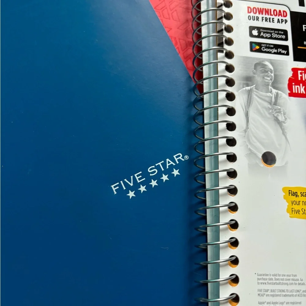 Five Star College Ruled 1 Subject Notebooks Set of 2 & 1 Five Star Folder‎ New